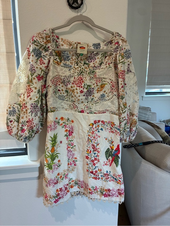 FARM Rio Dresses & Skirts - Farm Rio White Floral Boho Lace Tunic Top